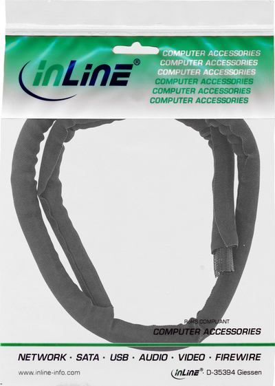 Organizues kabllosh InLine Self Closing Sleeving, diametër 10mm, 2m, i zi