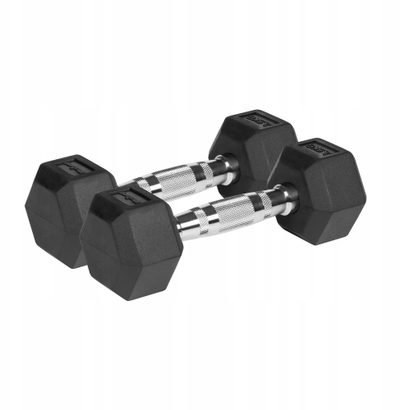 Hantela hekzagonale REBEL Cast Iron, set 2x2.5 kg, me veshje gome, e zezë