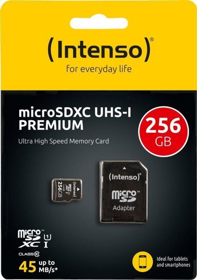 Kartë memorie Intenso Premium microSDHC, 256GB, Class 10, e zezë