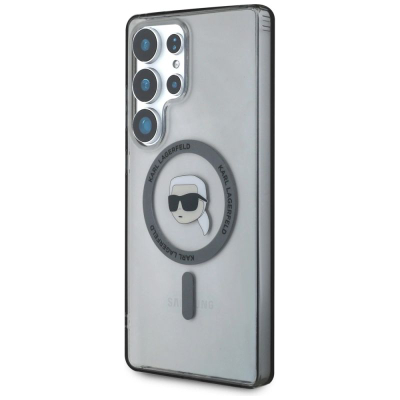 Kapak telefoni Karl Lagerfeld Button MagSafe për Galaxy S25 Ultra, TPU PC, transparent