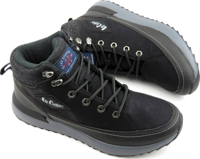 Këpucë sportive për burra Lee Cooper, me lidhëse, me qafë të lartë, të zeza