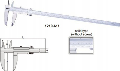 Kaliper vernier INSIZE 1210-611, 600 mm, çelik inox, ngjyrë argjendi