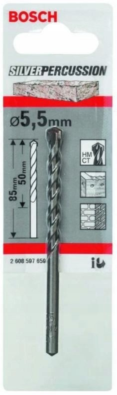 Бургия за дупчење со удар Bosch Drilling Percussion Bit, 8.5mm, металик сребрена