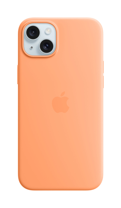Маска Apple за iPhone 15 Plus Silicone Case со MagSafe, Orange Sorbet