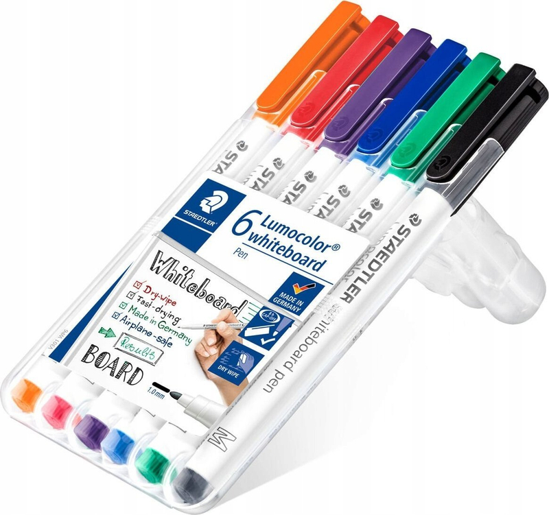 Markera whiteboard STAEDTLER 301 WP6, majë e hollë, set 6 copë, ngjyra të ndryshme
