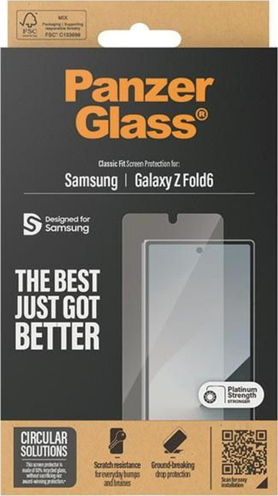 Mbrojtëse ekrani PanzerGlass Classic Fit për Samsung Galaxy Z Fold6, xham i fortë, transparente