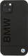 Futrollë BMW Leather Case për iPhone 13, lëkurë, logogram metalik, e zezë