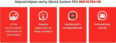 Organizues veglash Qbrick Box Pro Organizer 300 MFI, sistem me kuti që lidhen bashkë, kapak i tejdukshëm, i kuq
