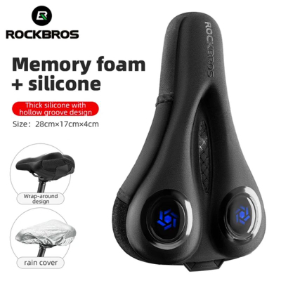 Mbulesë për ulësen e biçikletës Rockbros LF044BL, me shkumë memory dhe xhel, me mbulesë shiu, e zezë