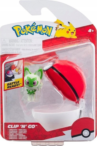 Set lodër Pokémon Clip N Go Sprigatito, figurinë 5 cm, me top Poké, shumëngjyrësh
