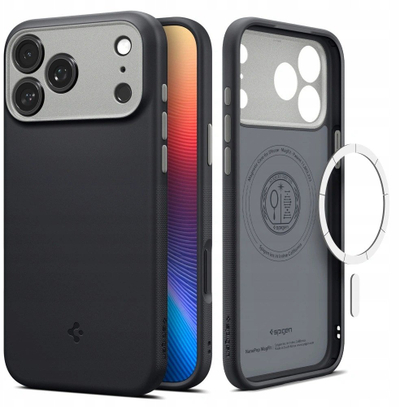 Mbështjellës telefoni Spigen Caseology Nano Pop MagSafe, për iPhone 17 Pro Max, i zi