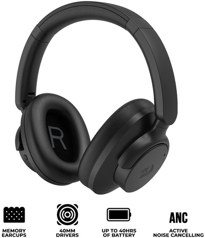 Kufje gaming Redragon H610 Vibecore 600X, ANC, 40 orë, me tela edhe pa tela, të zeza