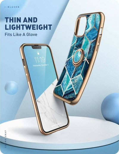 Maskë telefoni Supcase IBLSN Cosmo Snap për iPhone 13 Pro, me unazë 360°, Ocean Blue