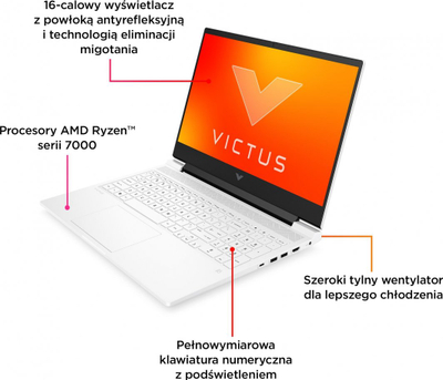 Laptop HP Victus 16, 16" 144 Hz, AMD Ryzen 5 7640HS, 16 GB RAM, 512 GB SSD, Nvidia GeForce RTX 4060, i kaltër