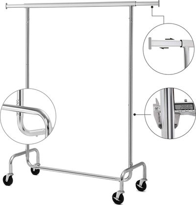 Varese rrobash SONGMICS HSR11S, mban deri 130 kg, i rregullueshëm 110-150 cm, ngjyrë argjendtë