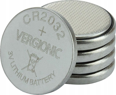 Bateri litium buton Vergionic CR2032, 3V, 5 copë në paketë, ngjyrë argjendtë