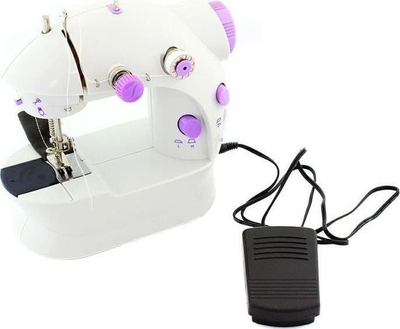 Makineri qepëse mini AG330A, 2 shpejtësi, pedal këmbë, e bardhë vjollcë