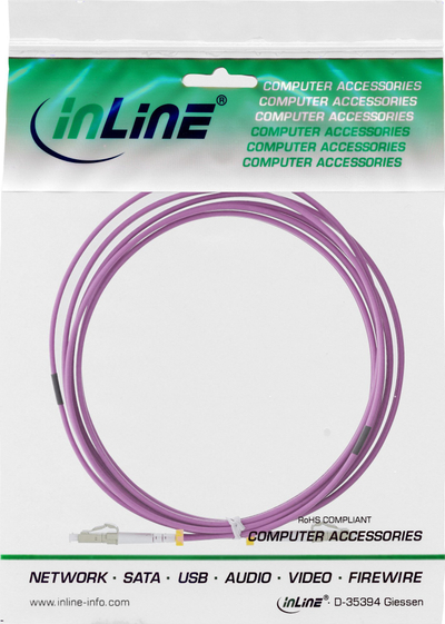 Kabllo optike InLine LWL Duplex LC LC, OM4 50/125, 30m, vjollcë