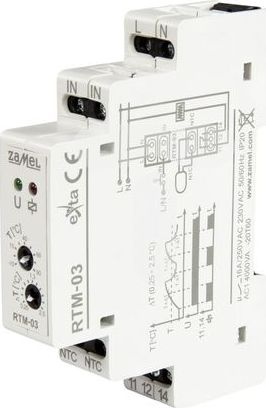 Termorregullator Zamel RTM-03, -10°C gjer +90°C, dalje rele 16A