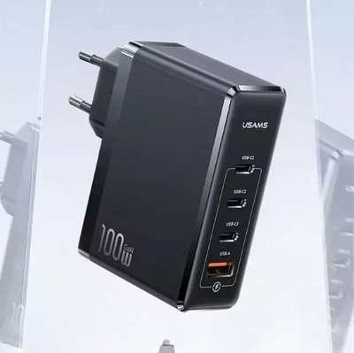 Karikues muri USAMS T50, GaN 100W, 3x USB‑C 1x USB, i zi