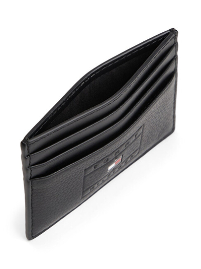 Mbajtëse kartelash Tommy Hilfiger Th Casual Flag Cc Holder AM0AM14251, e hollë, e zezë