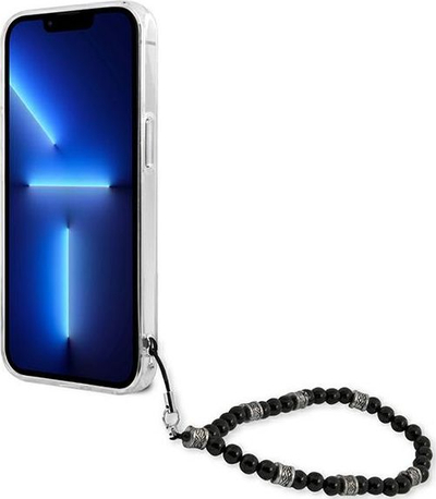 Mbulesë telefoni Guess GUHCP13LKPSBK, për iPhone 13 Pro 6.1", hardcase transparente, me perla, e zezë
