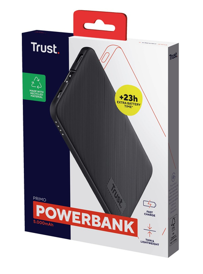 Powerbank Trust Primo Eco, 5000mAh, 2 porta USB, i zi