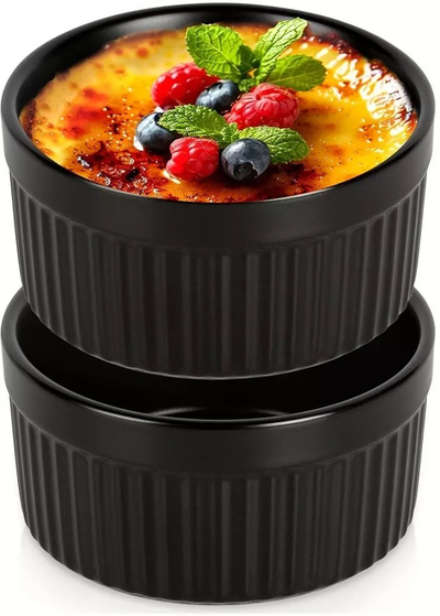 Set ramekin-ësh porcelani, 260 ml, 2 copa, të zezë