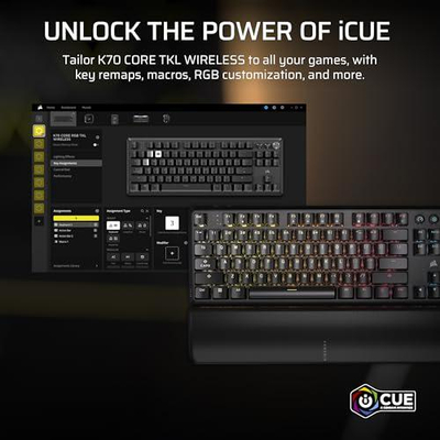 Tastierë gaming CORSAIR K70 CORE TKL, pa tela, mekanike RGB, e zezë