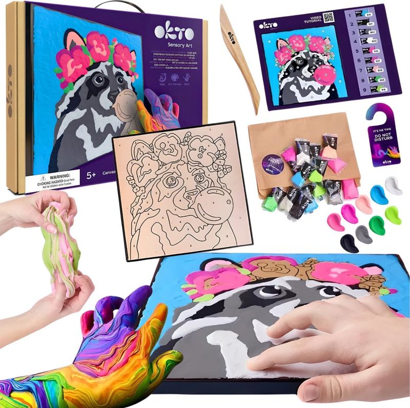 Set pikturimi me numra Norimpex Raccoon, 29x29cm, për fëmijë, shumëngjyrësh