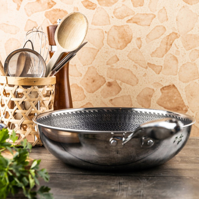 Tigan wok Klausberg KB-9024, 28cm, çelik inox, ngjyrë çeliku