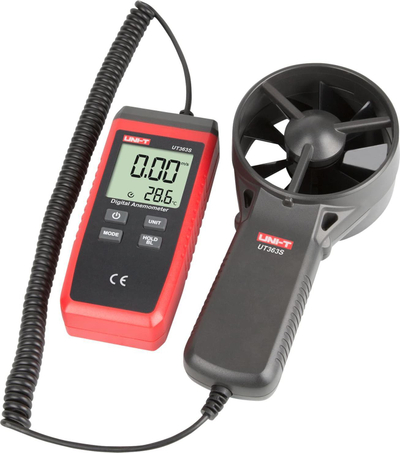 Anemometër digjital UNI-T UT363S, matje shpejtësie ere, matje temperature, i kuq e zi