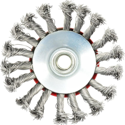 Furçë radiale kupë GEKO 115 mm, filetë M14, çelik, e kuqe