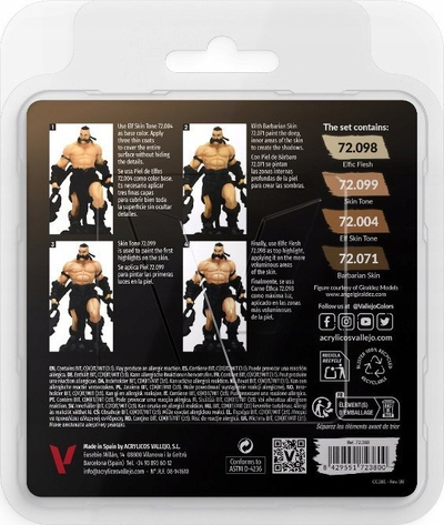 Set boje Vallejo VJP72380 Game Color Tanned Skin, sistem BSL, për miniatura