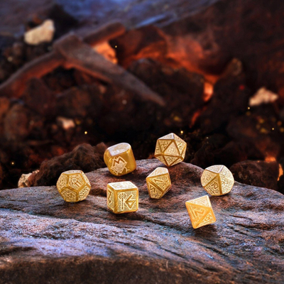 Set zare RPG Q-Workshop Dwarven Gold, poliedrale, ngjyrë ari
