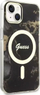 Mbulesë telefoni Guess Golden Marble, për iPhone 14 Plus 6.7", hardcase, MagSafe, e zezë