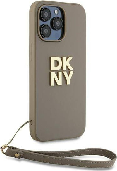 Mbrojtëse telefoni DKNY DKHCP15XPBSWSE, për iPhone 15 Pro Max 6.7", me rrip kyçi, bezhë