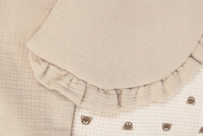 Set jorgan dhe jastëk për karrocë BabySteps Muslin Bears, muslin vere, për bebe, bezhë