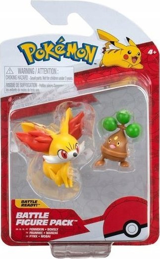 Figura lodër Pokemon Fennekin dhe Bonsly, set për me u ndesh, shumëngjyrëshe