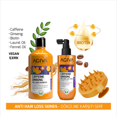 Set për flokë Agiva Caffeine Ginseng (Shampo 500ml+Tonik 200ml+Krehër)