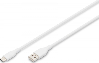 Kabllo Digitus USB C silikoni, 1 m, e bardhë