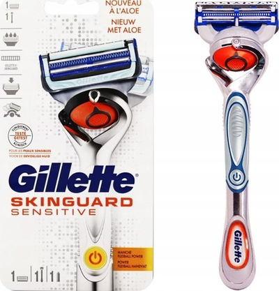 Brisk rroje Gillette Skinguard Sensitive, elektrik me bateri, për lëkurë të ndjeshme, i bardhë me blu