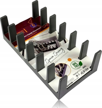 Organizer kapakësh dhe pjatesh Kesper, plastikë BPA Free, për 6 pjata, antracit