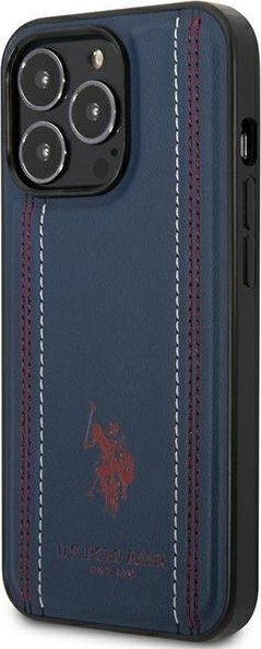 Држач за телефон US Polo Assn за iPhone 14 Pro Max 6.7", синтетичка кожа со шевови, темно сина