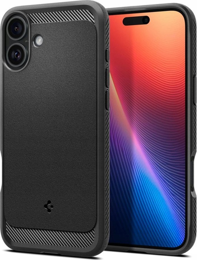 Mbështjellës telefoni Spigen Rugged Armor MagSafe, për iPhone 16, matte black, i zi