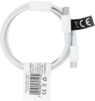 Kabllo USB ForCell C972 USB C në Micro USB, 2 m, QC3.0 18W 2.4A, e bardhë
