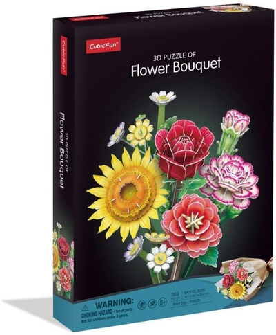 Puzzle 3D lule Mixed Flower Bouquet, 285 pjesë, për fëmijë 8+, shumëngjyrësh