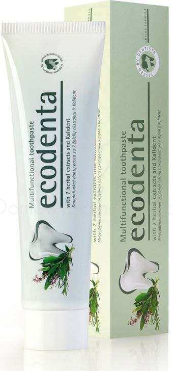 Pastë dhëmbësh Ecodenta multifunksionale me 7 barishte, 100 ml, e bardhë