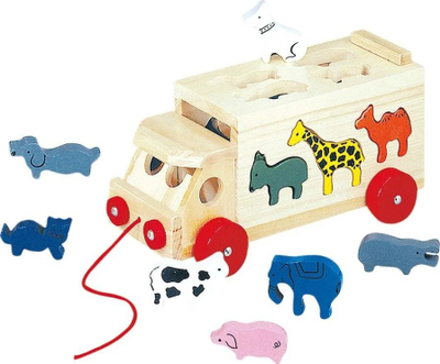 Lodër druri kamion me forma ZOO Trucki, 27cm