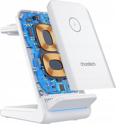 Karikues wireless 4 në 1 Choetech T600, 15W, MagSafe, i bardhë